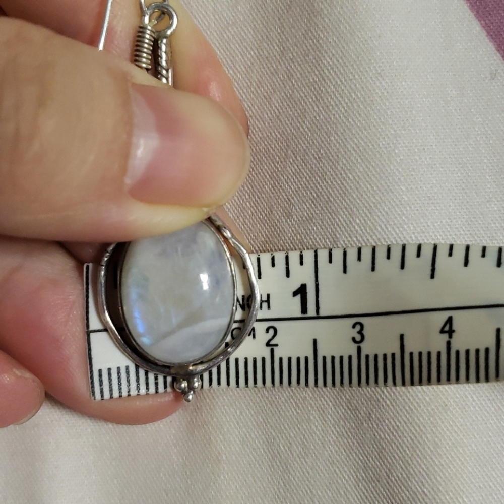 Sterling silver moonstone earrings stamped 925 - Picture 5 of 5